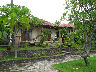 Villas on the beach at Tulamben in north-east Bali