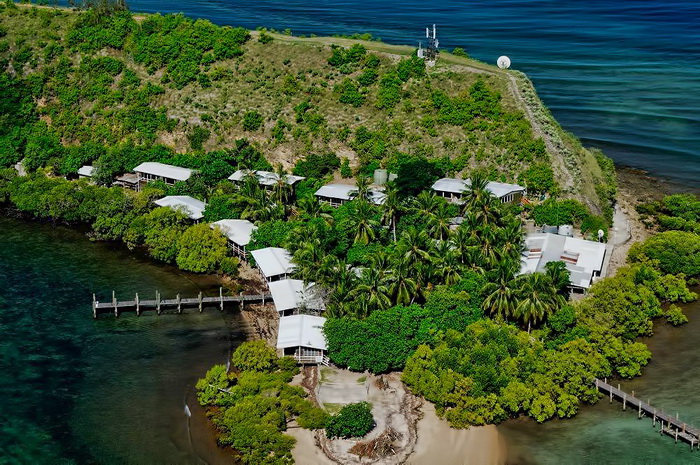 Aerial shot of the accommodation area at Loloata Resort