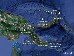 Map of the main scuba diving locations in Papua New Guinea