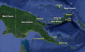 Scuba Diving in Papua New Guinea - Map of the main scuba diving locations in Papua New Guinea