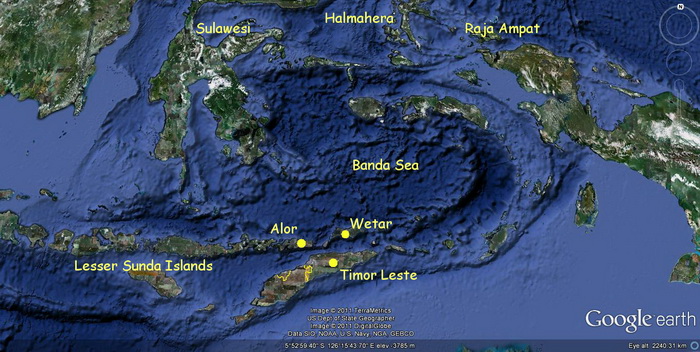 Scuba Diving in Timor Leste - Timor Leste and Banda Sea Map