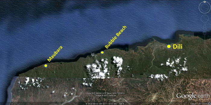 Dive Sites West of Dili - West of Dili Dive Site Map