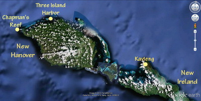 Map of New Hanover showing Chapman's Reef