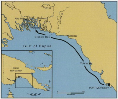 Hanuabada Stilt Village - Hiri Trade Route Map