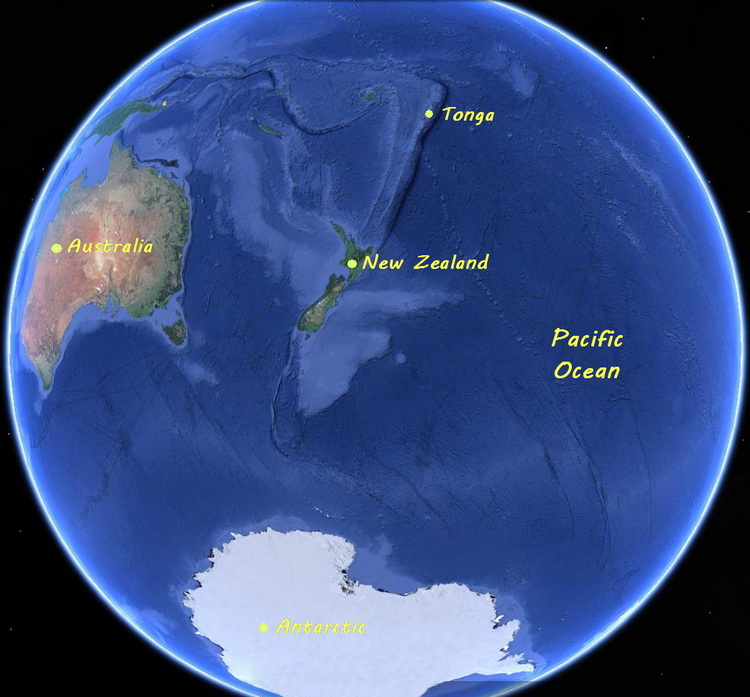 Tongan Logistics - Map of the world showing Tonga's location