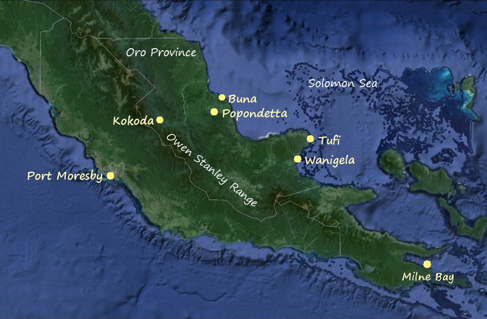 Oro Province in WWII - Map of Oro Province