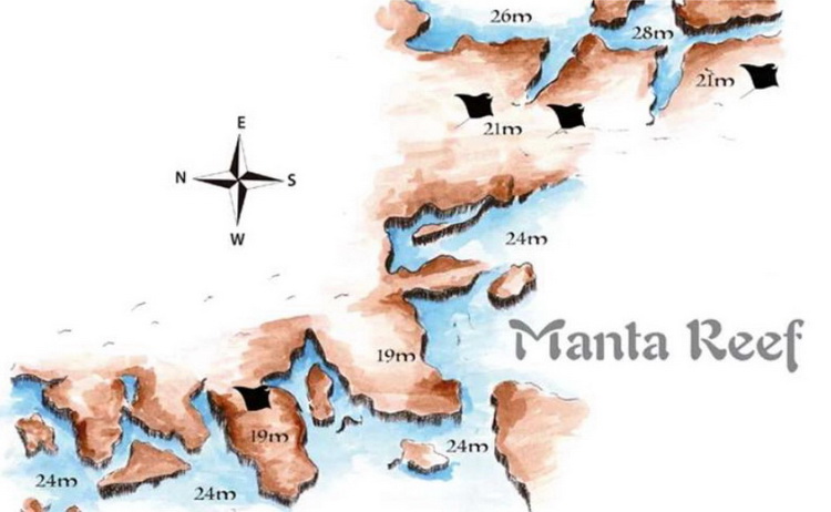 Tofo Dive Sites - Manta Reef Dive Site Map