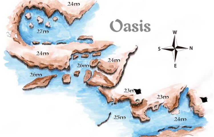 Tofo Dive Sites - Dive Site Map of the Oasis